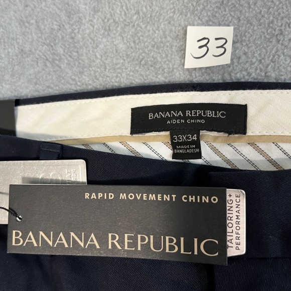 Banana Republic Aiden Slim Chino Pants Mens Size 33X34 Rapid Movement - Picture 2 of 9